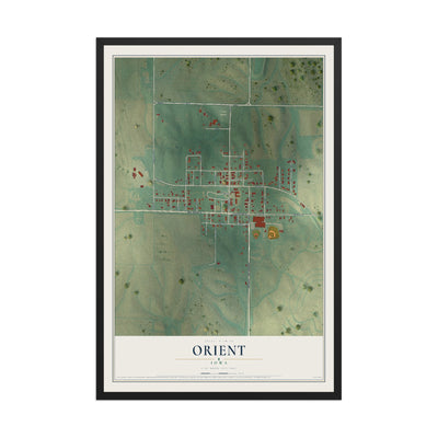 Map of Orient, Iowa, 12 x 18 inch print in a black wood frame