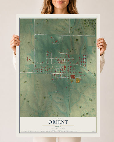 Map of Orient, Iowa, 24 x 36 inch unframed archival matte print