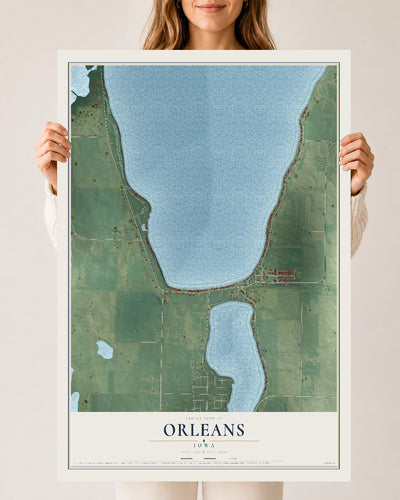 Map of Orleans, Iowa, 24 x 36 inch unframed archival matte print