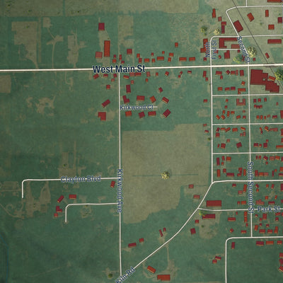Second close-up of the map of Osage, Iowa print showing more streets and buildings