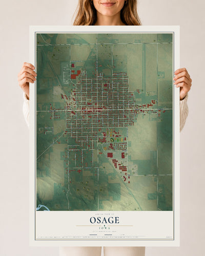Map of Osage, Iowa, 24 x 36 inch unframed archival matte print