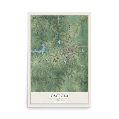 Map of Osceola, Iowa, 12 x 18 inch unframed archival matte print