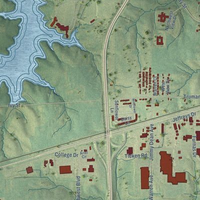 Second close-up of the map of Osceola, Iowa print showing more streets and buildings