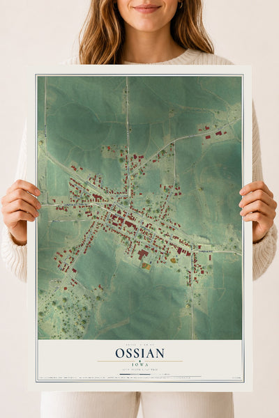 Map of Ossian, Iowa, 18 x 24 inch unframed archival matte print