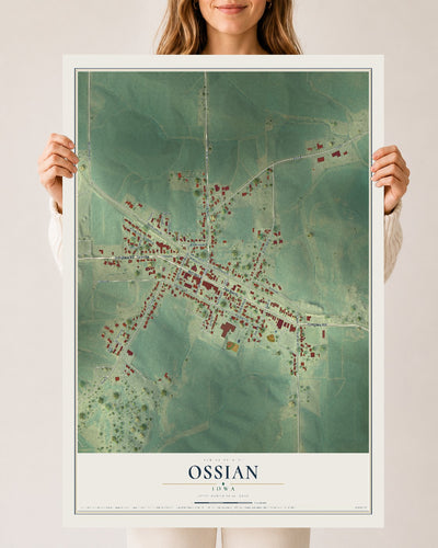 Map of Ossian, Iowa, 24 x 36 inch unframed archival matte print