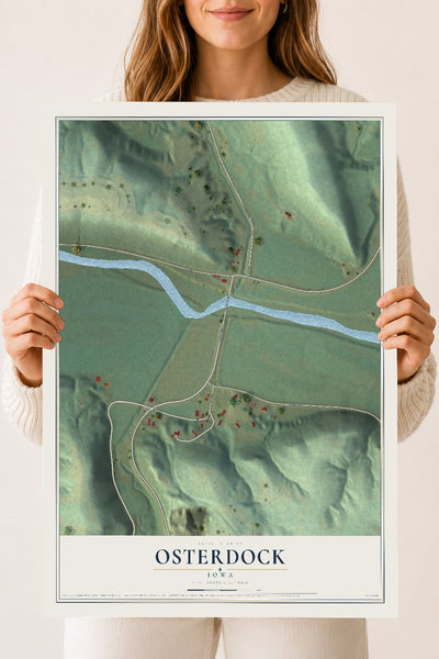 Map of Osterdock, Iowa, 18 x 24 inch unframed archival matte print