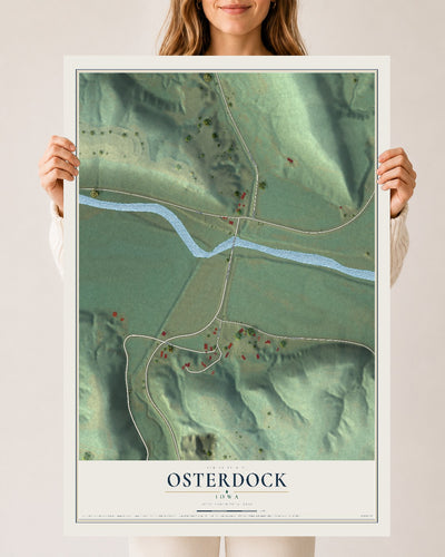 Map of Osterdock, Iowa, 24 x 36 inch unframed archival matte print