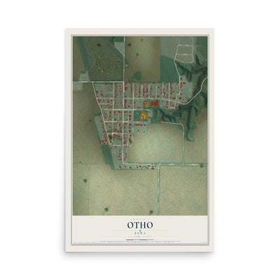 Map of Otho, Iowa, 12 x 18 inch unframed archival matte print