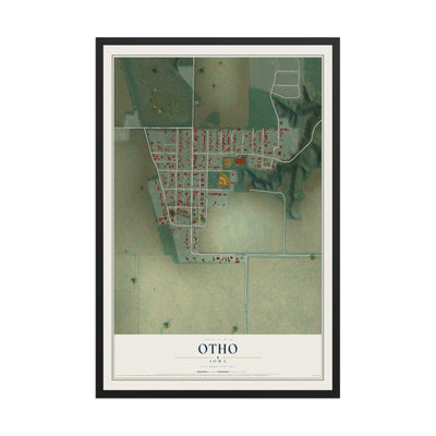 Map of Otho, Iowa, 12 x 18 inch print in a black wood frame