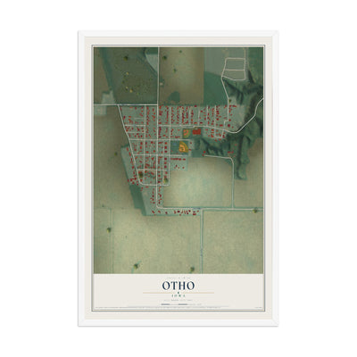 Map of Otho, Iowa, 12 x 18 inch print in a white wood frame