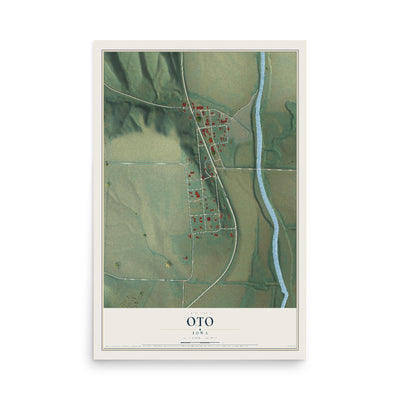 Map of Oto, Iowa, 12 x 18 inch unframed archival matte print