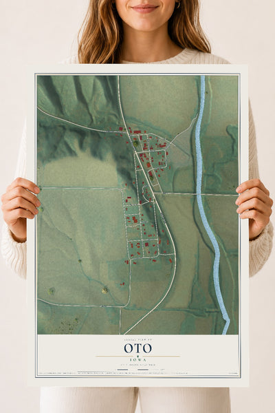 Map of Oto, Iowa, 18 x 24 inch unframed archival matte print