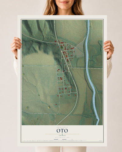 Map of Oto, Iowa, 24 x 36 inch unframed archival matte print