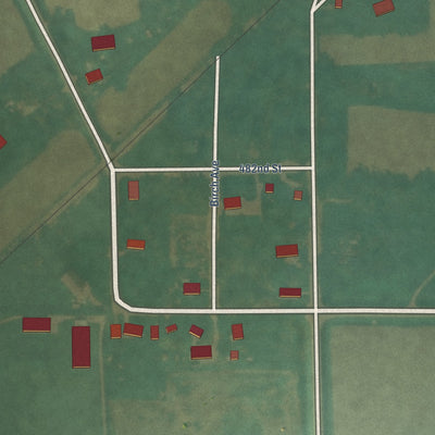 Close-up of the map of Otranto, Iowa print showing street and building detail