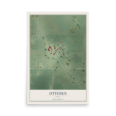 Map of Ottosen, Iowa, 12 x 18 inch unframed archival matte print