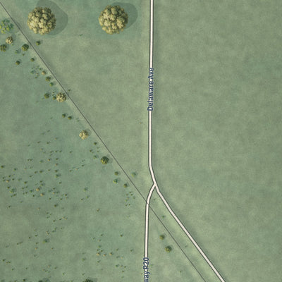 Second close-up of the map of Ottosen, Iowa print showing more streets and buildings