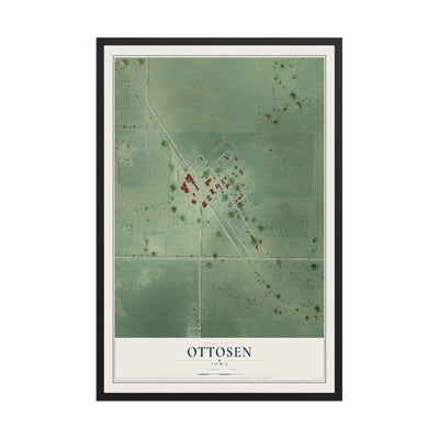 Map of Ottosen, Iowa, 12 x 18 inch print in a black wood frame