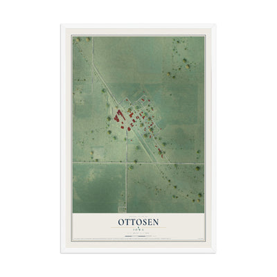 Map of Ottosen, Iowa, 12 x 18 inch print in a white wood frame