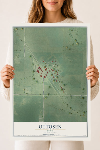 Map of Ottosen, Iowa, 18 x 24 inch unframed archival matte print