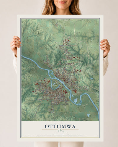 Map of Ottumwa, Iowa, 24 x 36 inch unframed archival matte print