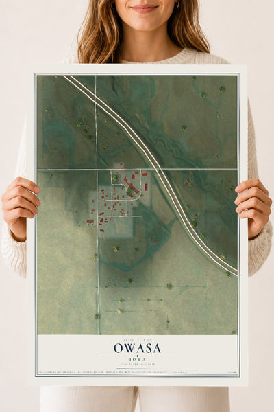 Map of Owasa, Iowa, 18 x 24 inch unframed archival matte print