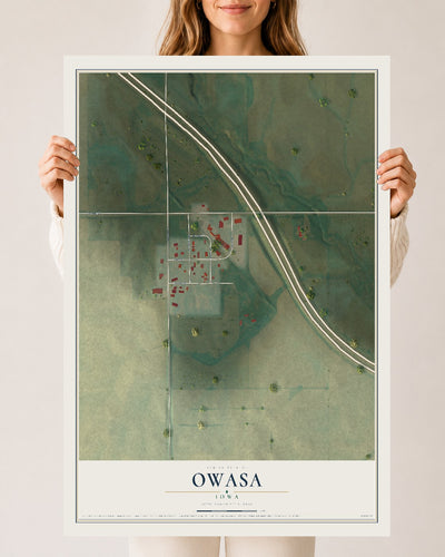Map of Owasa, Iowa, 24 x 36 inch unframed archival matte print