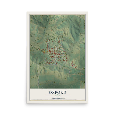 Map of Oxford, Iowa, 12 x 18 inch unframed archival matte print