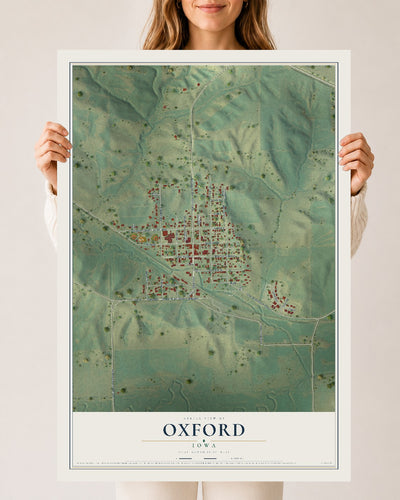 Map of Oxford, Iowa, 24 x 36 inch unframed archival matte print