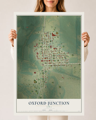 Map of Oxford Junction, Iowa, 24 x 36 inch unframed archival matte print