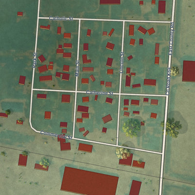 Close-up of the map of Oyens, Iowa print showing street and building detail