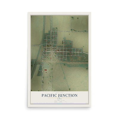 Map of Pacific Junction, Iowa, 12 x 18 inch unframed archival matte print