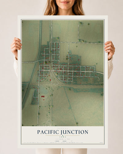 Map of Pacific Junction, Iowa, 24 x 36 inch unframed archival matte print
