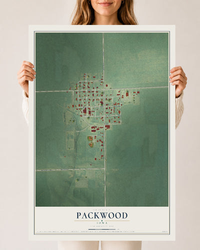 Map of Packwood, Iowa, 24 x 36 inch unframed archival matte print