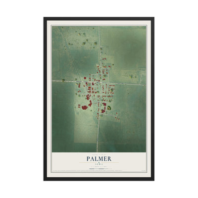 Map of Palmer, Iowa, 12 x 18 inch print in a black wood frame