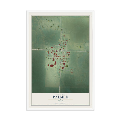 Map of Palmer, Iowa, 12 x 18 inch print in a white wood frame