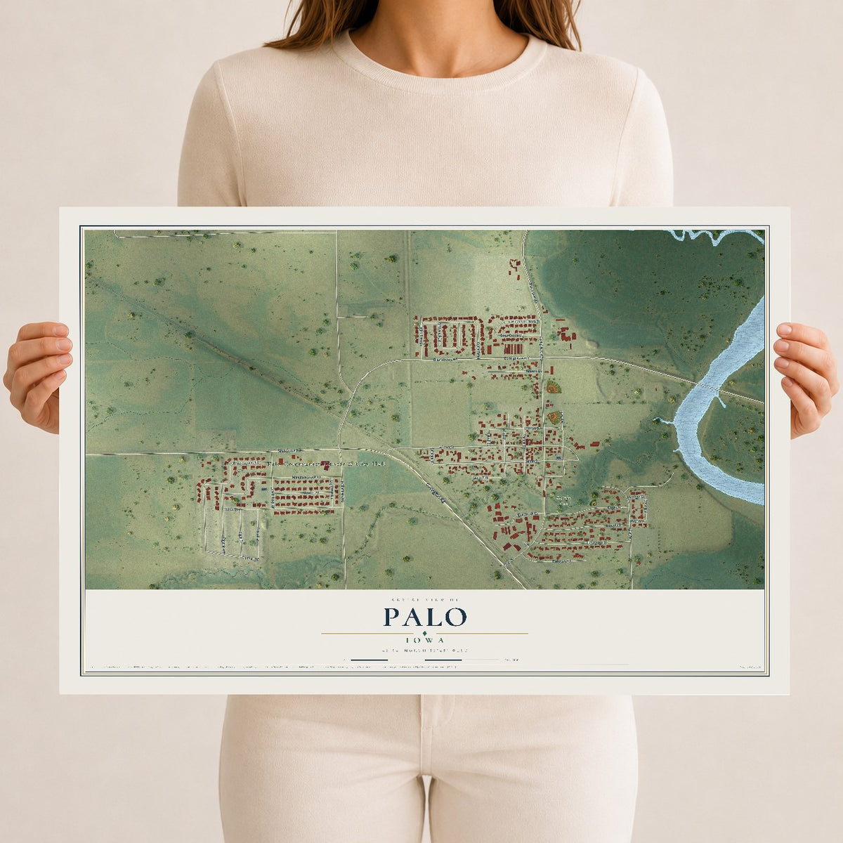 Map of Palo, Iowa, 12 x 18 inch unframed archival matte print