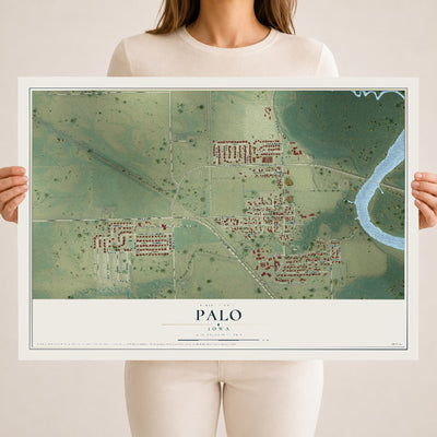 Map of Palo, Iowa, 18 x 24 inch unframed archival matte print