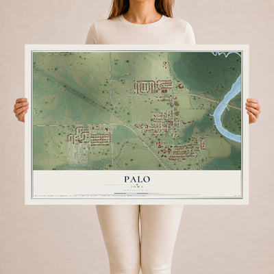 Map of Palo, Iowa, 24 x 36 inch unframed archival matte print