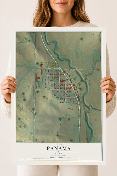 Map of Panama, Iowa, 18 x 24 inch unframed archival matte print