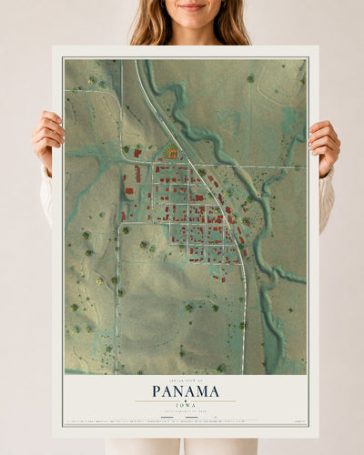 Map of Panama, Iowa, 24 x 36 inch unframed archival matte print