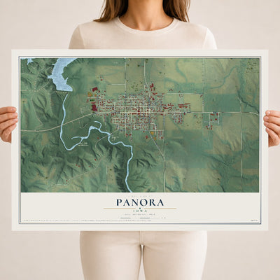 Map of Panora, Iowa, 18 x 24 inch unframed archival matte print
