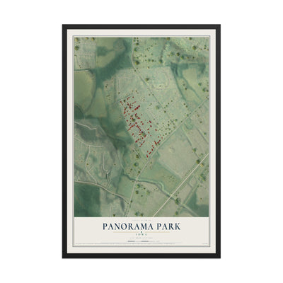 Map of Panorama Park, Iowa, 12 x 18 inch print in a black wood frame