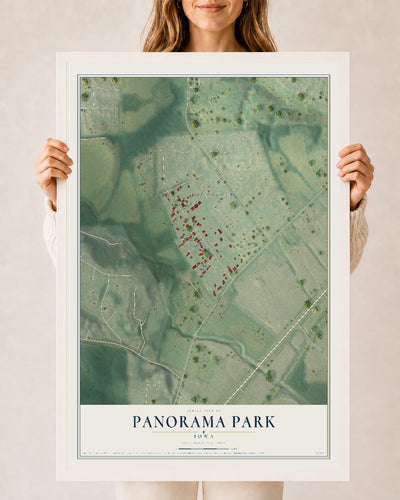 Map of Panorama Park, Iowa, 24 x 36 inch print in a white wood frame