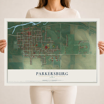 Map of Parkersburg, Iowa, 18 x 24 inch unframed archival matte print
