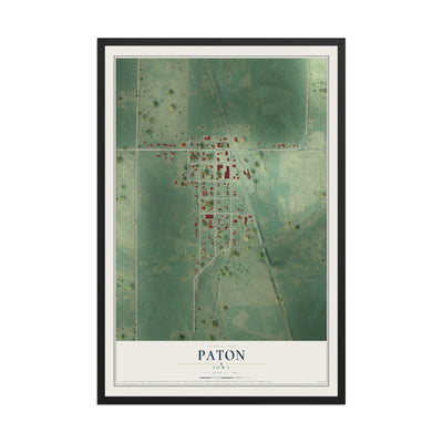 Map of Paton, Iowa, 12 x 18 inch print in a black wood frame
