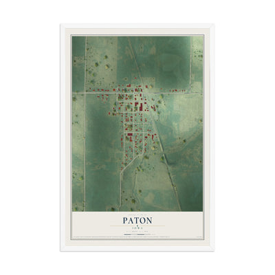 Map of Paton, Iowa, 12 x 18 inch print in a white wood frame