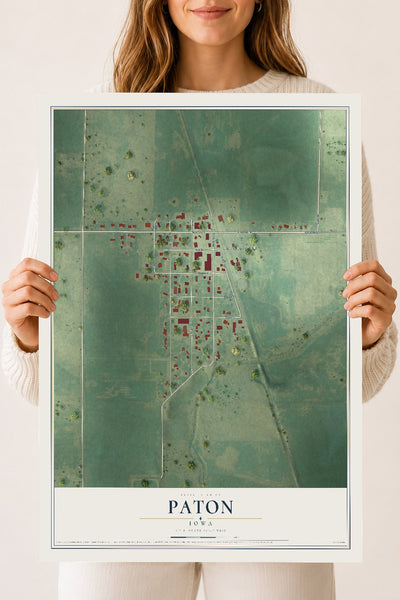 Map of Paton, Iowa, 18 x 24 inch unframed archival matte print
