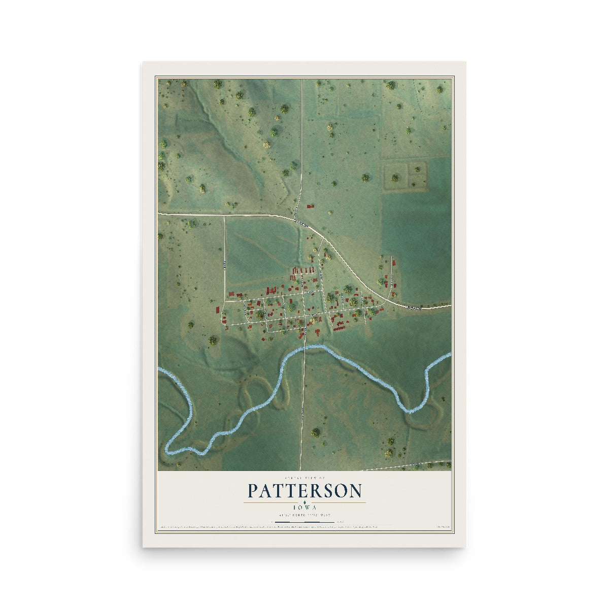 Map of Patterson, Iowa, 12 x 18 inch unframed archival matte print