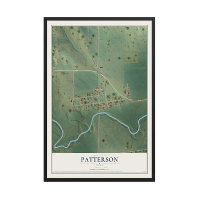Map of Patterson, Iowa, 12 x 18 inch print in a black wood frame