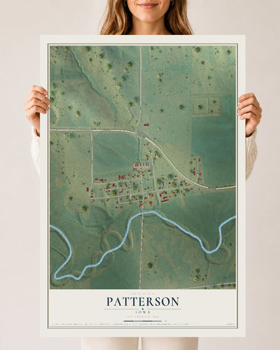 Map of Patterson, Iowa, 24 x 36 inch unframed archival matte print